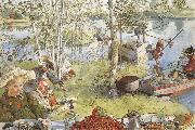 Carl Larsson The Crayfish Season Opens oil painting on canvas